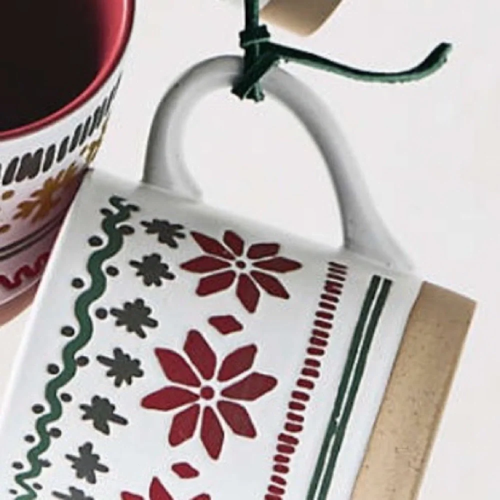 New! Crate&Barrel Nordic Fair Isle Stoneware Mug 14-oz.
